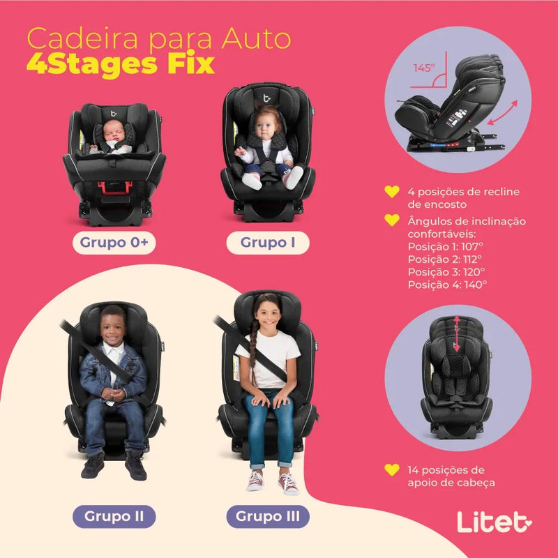 Cadeirinha Infantil para Carro Litet 0-36kgs Isofix 4Stages - BB339