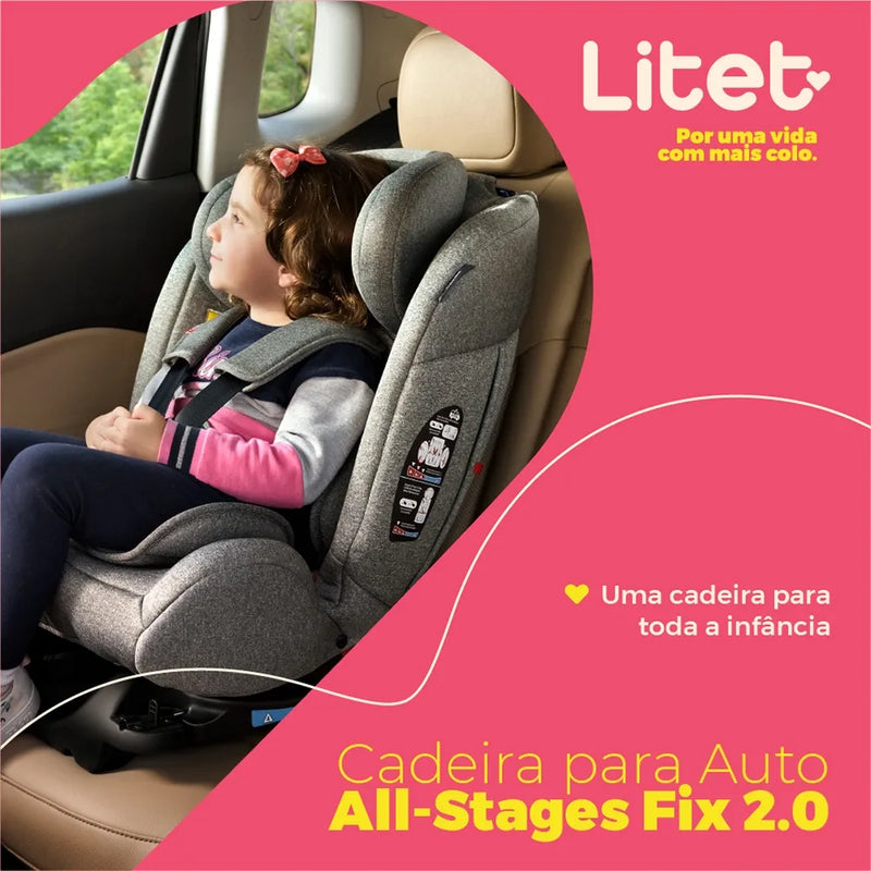 Cadeira para Auto 0-36Kg Isofix All Stages Fix 2.0 Preto e Cinza Litet - BB452OUT [Remanufaturado]