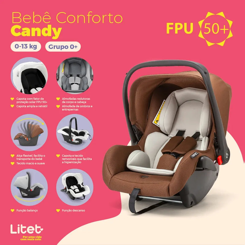 Bebê Conforto Candy 0-13kgs Caramelo Litet - BB199