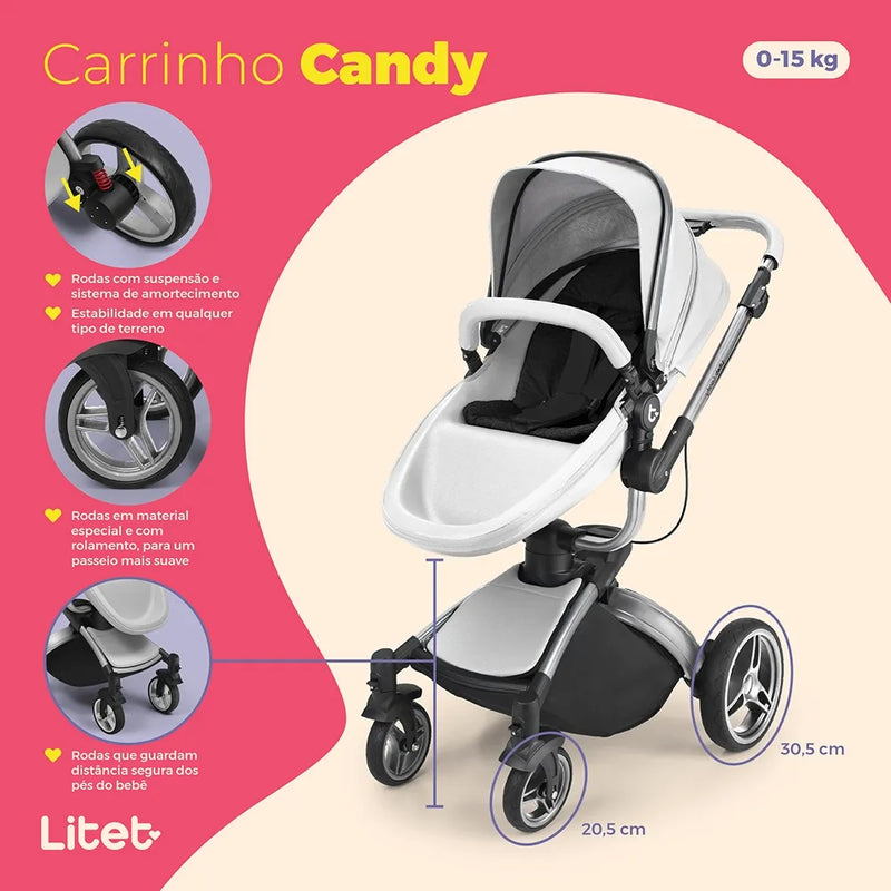 Carrinho Passeio Moisés Candy 0-15kgs Caramelo Litet - BB668